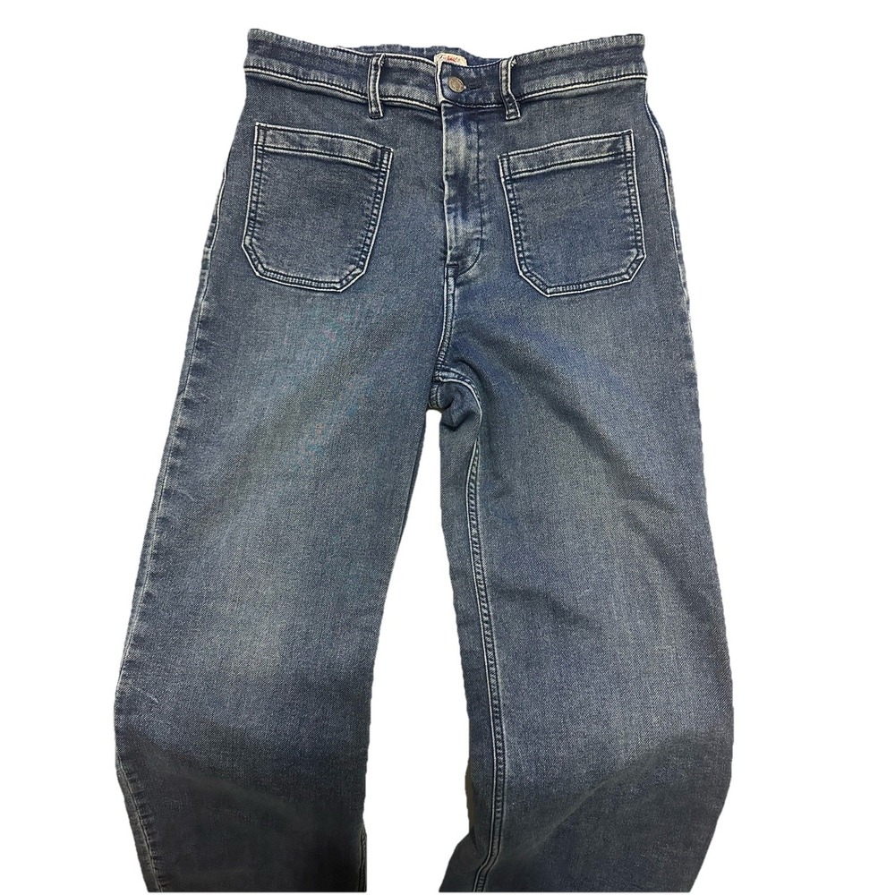 Faherty Women's Wide Leg Jeans in Medium Wash Blue